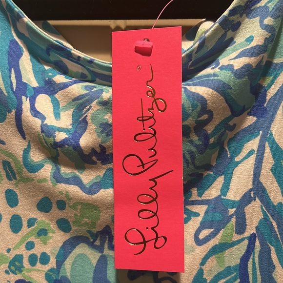 LILLY PULITZER XL Beautiful OPHELIA dress NWT in turquoise, blue and white - Picture 2 of 7